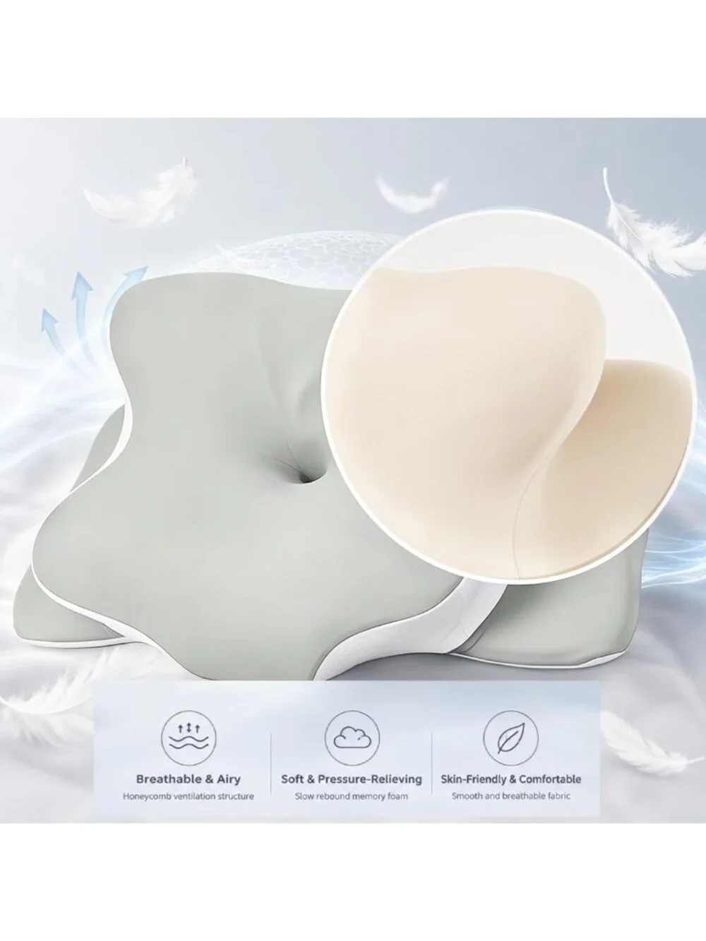 〽️Cooling Cervical Pillow Ergonomic Contour Memory Foam Neck Pain Relief Bed